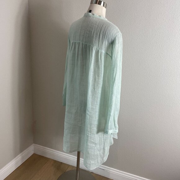 Eileen Fisher Womens Medium Mandarin Collar Tunic Top Organic Linen Aurora - Picture 7 of 15
